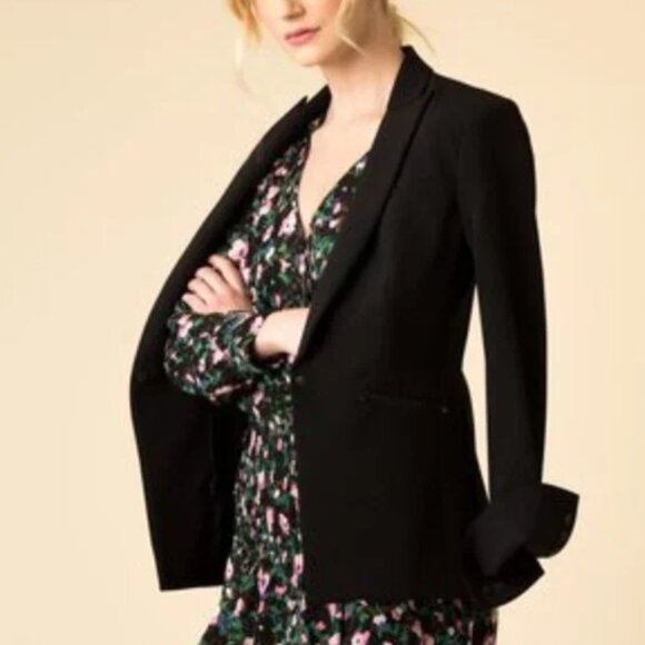 NWOT Veronica Beard Naomi Long Sleeve, Black Multi Floral Silk Mini DressXS $550 - Picture 12 of 13